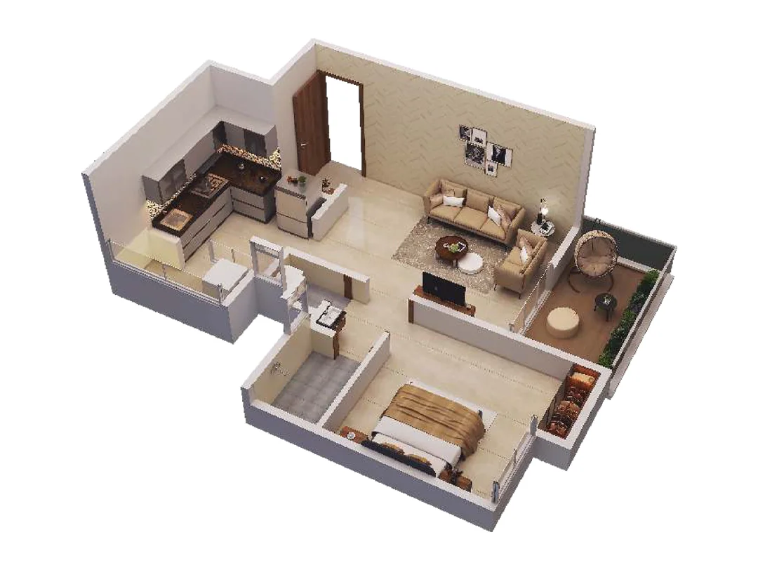 Life Canvas Mamurdi 1 BHK Floorplan