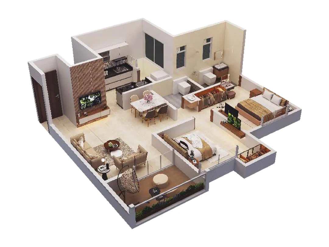 Life Canvas Mamurdi 2 BHK Floorplan