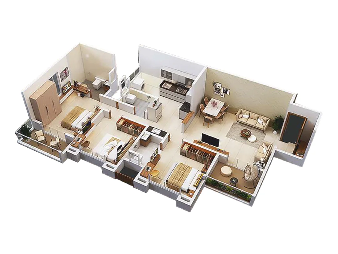 Life Canvas Mamurdi 3 BHK Floorplan